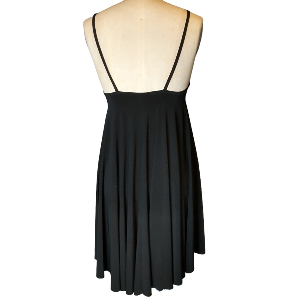 Norma Kamali Kamalikulture Black V Neck Poly Spandex Mini Dress Size Small - Picture 3 of 6
